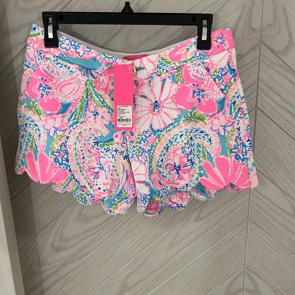 Lilly Pulitzer Pink and Blue Scalloped Leg Shorts